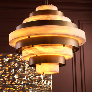 Chandelier Lazzari antique brass finish alabaster