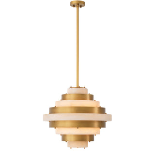 Chandelier Lazzari antique brass finish alabaster