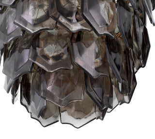 Chandelier Elias vintage brass finish smoke glass