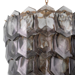 Chandelier Elias vintage brass finish smoke glass