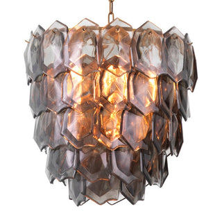 Chandelier Elias vintage brass finish smoke glass