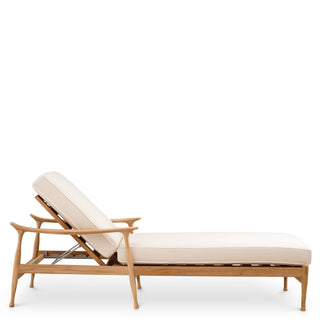 Outdoor Daybed Manzo natural teak flores off-white incl cushions