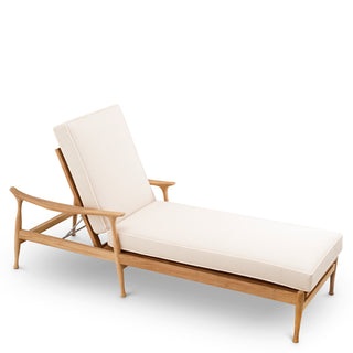 Outdoor Daybed Manzo natural teak flores off-white incl cushions