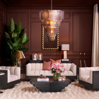 Chandelier Asinara L antique brass finish smoke glass