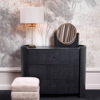Table Mirror Vivaldi vintage brass finish black marble