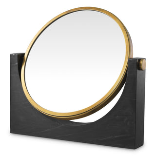 Table Mirror Vivaldi vintage brass finish black marble