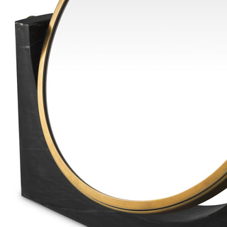 Table Mirror Vivaldi vintage brass finish black marble