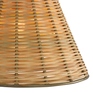 Wall Lamp Kon Tiki vintage brass finish natural rattan