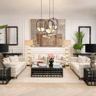 Floor Lamp Ortiz bronze highlight finish alabaster incl shade