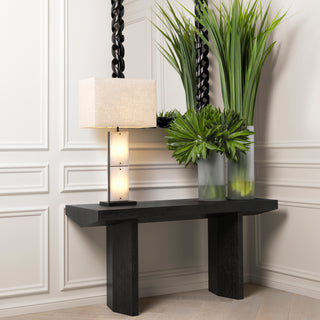 Table Lamp Ortiz bronze highlight finish alabaster incl shade