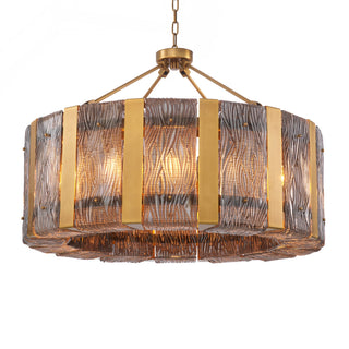 Chandelier Elysian antique brass finish light smoke glass