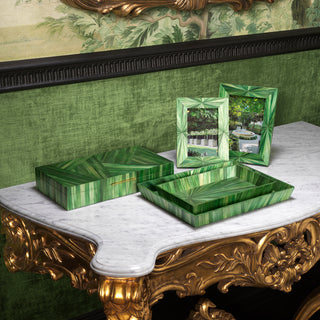 Box Harvard straw marquetry green