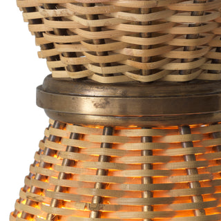 Pendant Kon Tiki vintage brass finish natural rattan