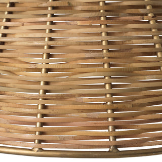 Pendant Kon Tiki vintage brass finish natural rattan