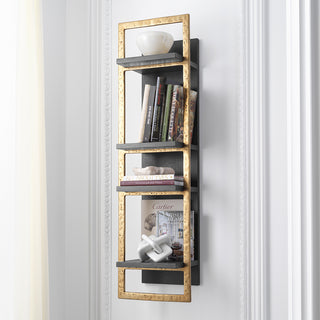 Wall Cabinet Belcanto charcoal grey oak veneer brushed brass finish