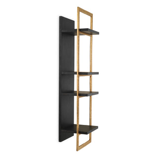Wall Cabinet Belcanto charcoal grey oak veneer brushed brass finish