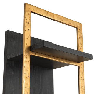 Wall Cabinet Belcanto charcoal grey oak veneer brushed brass finish