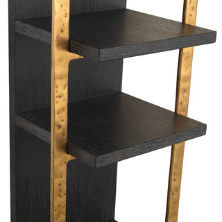 Wall Cabinet Belcanto charcoal grey oak veneer brushed brass finish