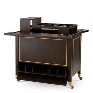 Trolley Galliano brown oak veneer brushed brass finish