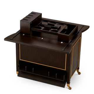 Trolley Galliano brown oak veneer brushed brass finish