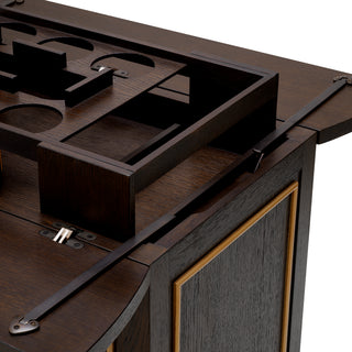Trolley Galliano brown oak veneer brushed brass finish