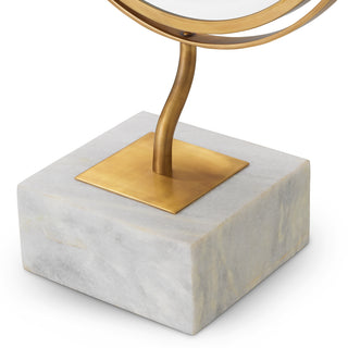 Table Mirror Jovanni vintage brass finish white marble