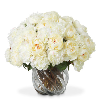Bouquet of Peonies white tones real touch 48 pcs/2 varieties