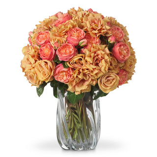 Bouquet of Roses real touch three tone peach 72 pcs/3 varieties