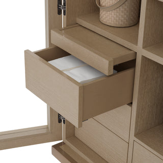Bar Cabinet Connaught washed oak veneer brushed brass finish