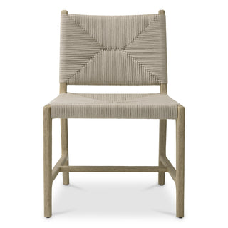 Outdoor Dining Chair Pivetti aged teak light grey rope