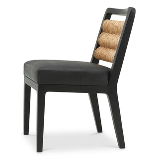 Dining chair Luberon classic black finish black leather