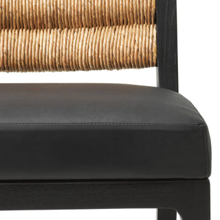 Dining chair Luberon classic black finish black leather