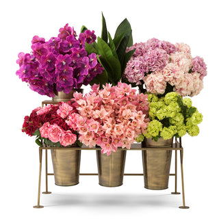 Display Rack Maison des Fleurs vintage brass finish incl 6 buckets