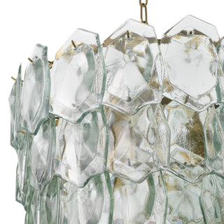 Chandelier Elias vintage brass finish clear glass