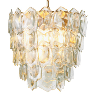 Chandelier Elias vintage brass finish clear glass