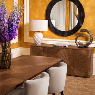 Mirror Cassara straw marquetry charcoal