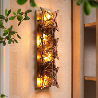 Wall Lamp Silvaris vintage brass finish smoke glass