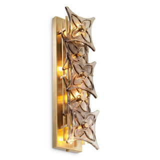 Wall Lamp Silvaris vintage brass finish smoke glass