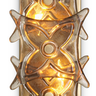 Wall Lamp Silvaris vintage brass finish smoke glass