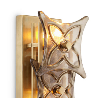 Wall Lamp Silvaris vintage brass finish smoke glass