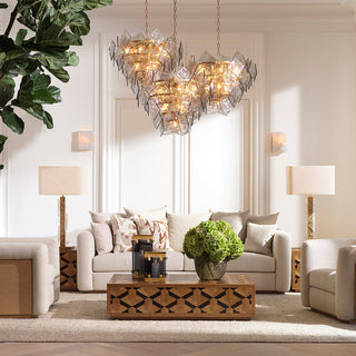 Chandelier Biltmore antique brass finish light smoke glass