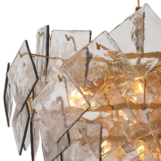 Chandelier Biltmore antique brass finish light smoke glass