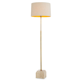 Floor Lamp Rialta travertine vintage brass finish incl shade