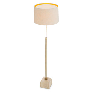 Floor Lamp Rialta travertine vintage brass finish incl shade