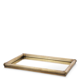 Ribbed Vintage Brass Tray Lenora