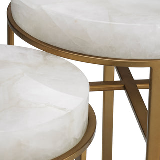Side Table Hoxton vintage brass finish rock crystal set of 2