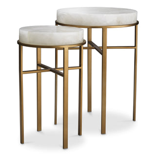 Side Table Hoxton vintage brass finish rock crystal set of 2