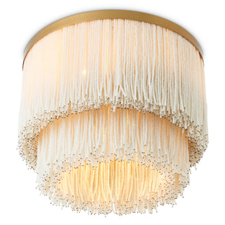 Ceiling Lamp Rosaline vintage brass finish off-white beads