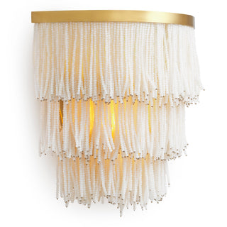 Wall Lamp Rosaline vintage brass finish off-white beads