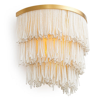 Wall Lamp Rosaline vintage brass finish off-white beads